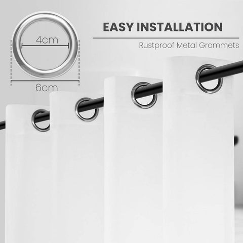 Rootz Semi-Transparent Voile Curtains - Linen Look - Eyelet Curtains - UV Protection - 135x225 cm