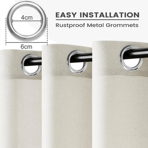 Rootz 2-Set Curtains with Eyelets - Linen Look - Semi-Transparent Voile - UV Protection - White 135x245 cm