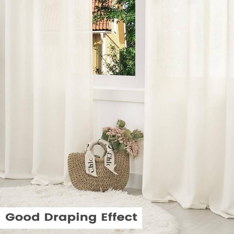 Rootz Curtains Set - Eyelet Curtains - Semi-Transparent Voile - UV Protection - White 135x225 cm