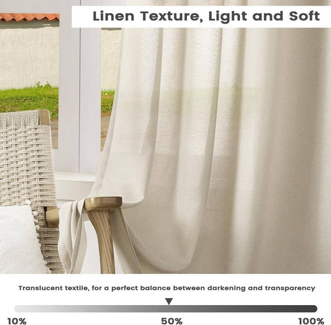 Rootz Semi-Transparent Curtain - Linen Look - Eyelet Design - UV Protection - 135x225 cm