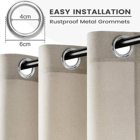 Rootz Semi-Transparent Curtain - Linen Look - Eyelet Design - UV Protection - 135x225 cm