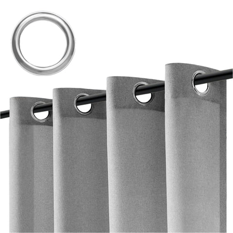 Rootz Semi-Transparent Eyelet Curtain - Voile Curtain - Linen Look Curtain - UV Protection - 135cm x 175cm - Elegant Grey