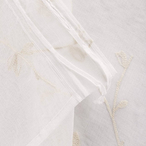 Rootz Curtains Set - Sheer Panels - Embroidered Drapes - Enhances Privacy - Brown 140x245 cm - Perfect for Living Rooms