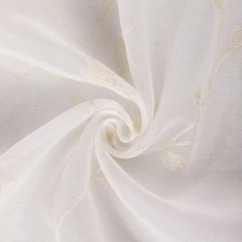 Rootz Curtains Set - Sheer Panels - Embroidered Drapes - Enhances Privacy - Brown 140x245 cm - Perfect for Living Rooms