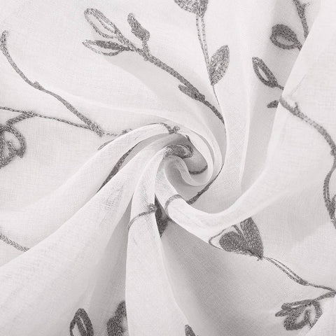 Rootz Curtains Embroidery - Transparent Drapes - Floral Window Decor - Privacy Protection - 140x225 cm - Soft Polyester - 2 Piece Set