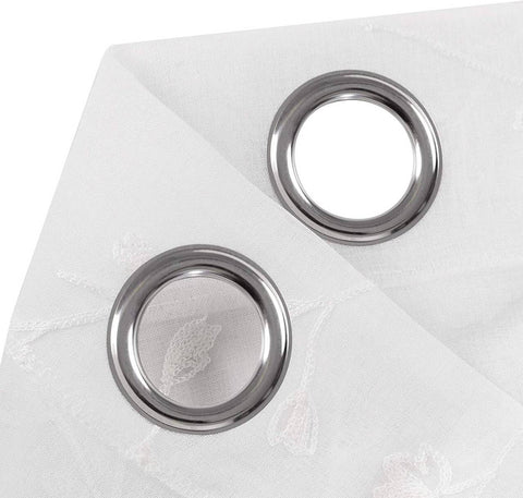 Rootz 2 Piece Set Curtain - Drapes - Window Treatment - Privacy Protection - White Flower Embroidery - Linen Optics - 140x225 cm