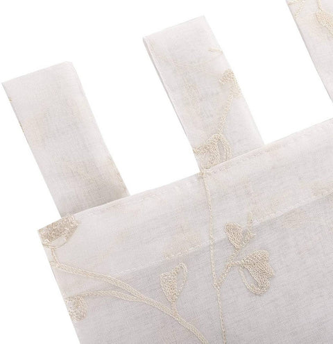 Rootz Curtains Two Piece Set - Transparent Drapes - Embroidery Panels - Privacy Protection - 140x245 cm Brown