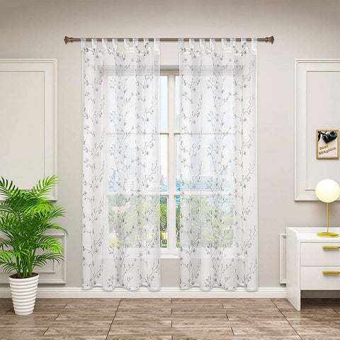 Rootz Elegant Curtains Set - Sheer Drapes - Embroidered Window Panels - Romantic Style - 140x225 cm - Soft Polyester - Stylish Privacy Solution