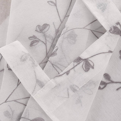 Rootz Elegant Curtains Set - Sheer Drapes - Embroidered Window Panels - Romantic Style - 140x225 cm - Soft Polyester - Stylish Privacy Solution