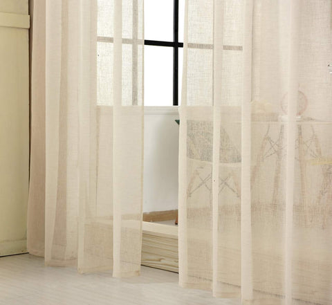 Rootz 2 Set Curtains - Sheer Drapes - Linen Optics - Soft Flowing Fabric - 140x225 cm Brown