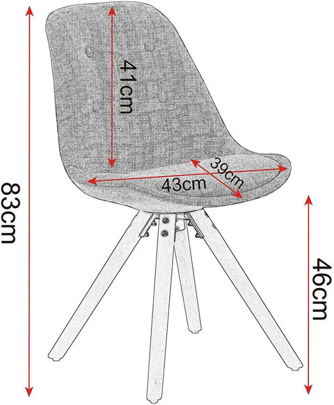 Rootz Dining Chair - Comfort Chair - Stylish Seating - Linen Upholstery - Ergonomic Design - Durable Solid Wood Legs - Floor Protection - 83cm x 43cm x 39cm