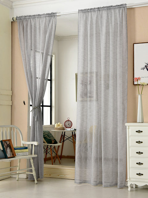 Rootz 1 Piece Curtain - Transparent Window Drapes - Grey Curtains - Breathable Design - 140x245 cm