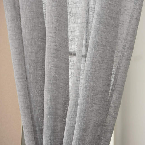 Rootz 2 Set Curtains - Transparent Drapes - Light Gray Voile - Soft-Flowing Fabric - 140x175cm