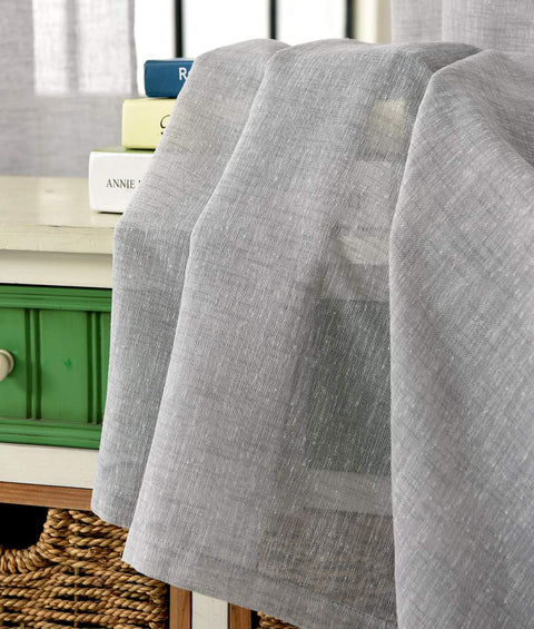 Rootz 2 Set Curtains - Transparent Drapes - Light Gray Voile - Soft-Flowing Fabric - 140x175cm
