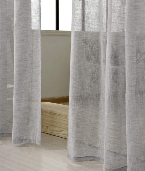 Rootz 2 Set Curtains - Transparent Drapes - Light Gray Voile - Soft-Flowing Fabric - 140x175cm