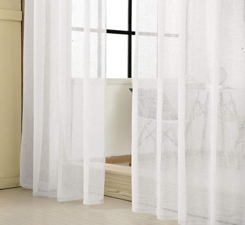 Rootz 2 Set Curtains - Transparent Curtains - Linen Look Drapes - Soft Flowing Fabric - 140x175cm