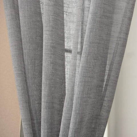 Rootz 2 Piece Set Curtains - Transparent Panels - Grey Drapes - Soft-Flowing Linen Look - 140x245cm