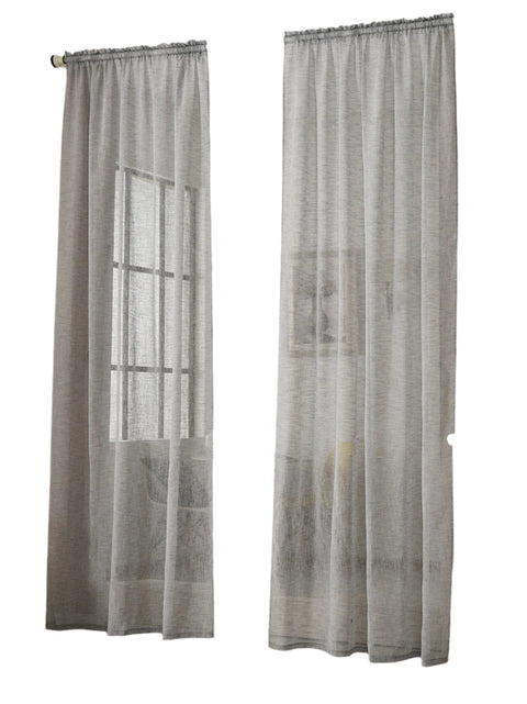 Rootz 2 Piece Curtain Set - Window Drapes - Linen Look - Durable & Translucent - Grey - 140cm x 245cm