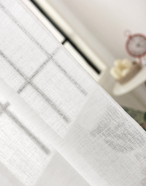 Rootz 2 Set Curtains - Transparent Curtains - Linen Look Drapes - Soft Flowing Fabric - 140x175cm