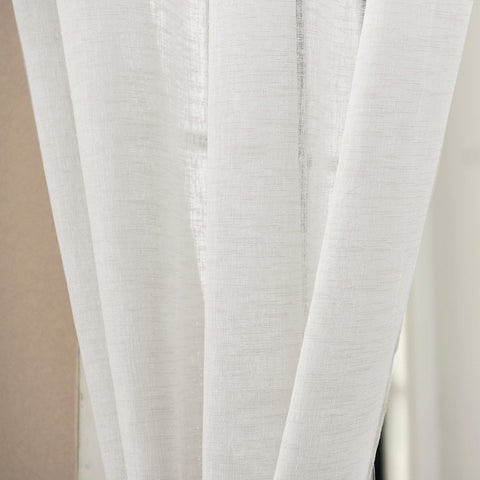 Rootz 2 Set Curtains - Sheer Panels - Linen Look - Enhance Ambiance - White 140x245 cm