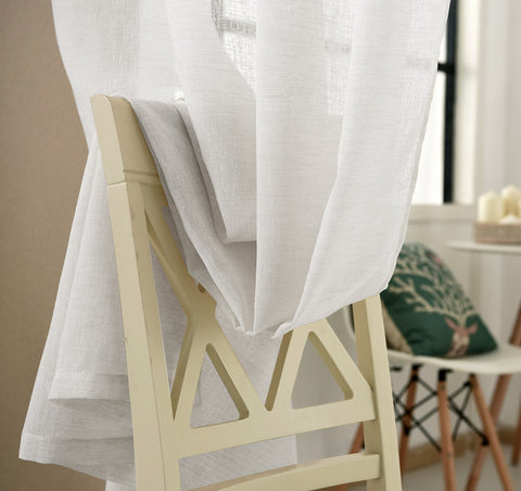 Rootz 2 Set Curtains - Transparent Curtains - Linen Look Drapes - Soft Flowing Fabric - 140x175cm