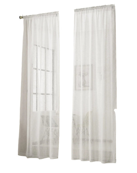 Rootz 2 Set Curtains - Sheer Panels - Linen Look - Enhance Ambiance - White 140x245 cm