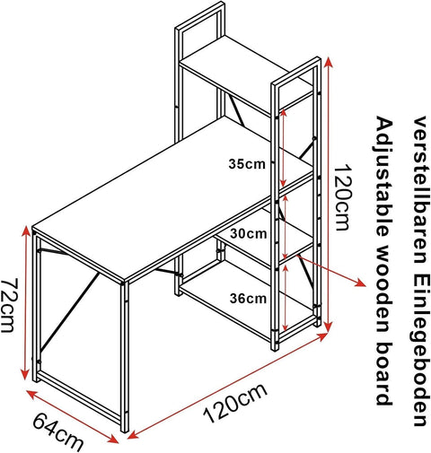 Rootz Multifunctioneel Bureau - Bureau - Speeltafel - Veelzijdig ontwerp - Voldoende opbergruimte - Robuuste constructie - 120 cm x 120 cm x 64 cm