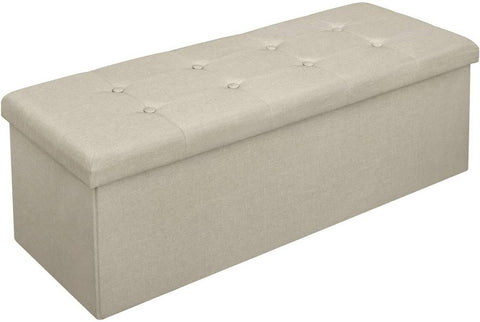 Rootz Upholstered Foldable Storage Bench - Ottoman - Collapsible Footrest - High-Density Foam - Space-Saving - Durable - 110cm x 38cm x 37.5cm