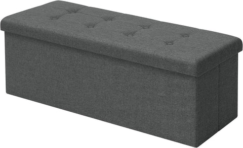Rootz Upholstered Foldable Storage Bench - Ottoman - Storage Ottoman - High Capacity 118L - Space-Saving Design - Comfortable Seating - 110cm x 38cm x 37.5cm