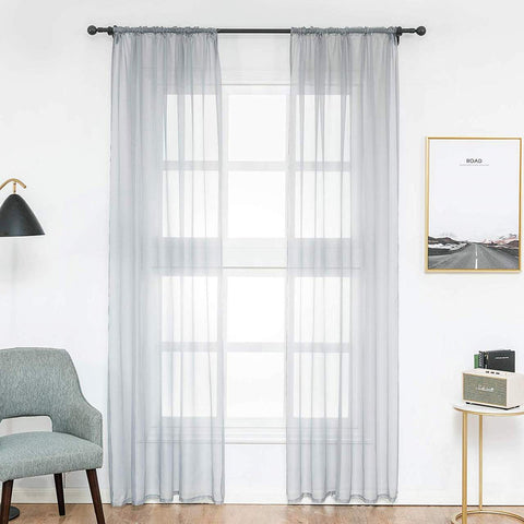Rootz Curtain - Sheer Drapes - Voile Panel - Privacy Protection - 140x245 cm Grey