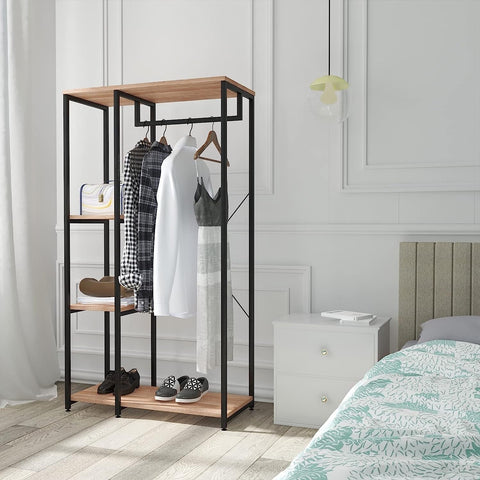 Rootz Multifunctional Clothes Rack - Garment Organizer - Wardrobe Stand - Ample Storage - Durable & Stable - Easy Assembly - 90cm x 40cm x 167cm