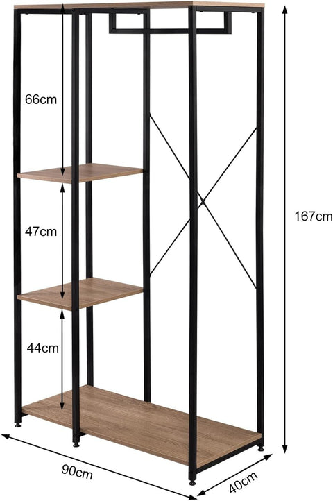 Rootz Multifunctional Clothes Rack - Garment Organizer - Wardrobe Stand - Ample Storage - Durable & Stable - Easy Assembly - 90cm x 40cm x 167cm