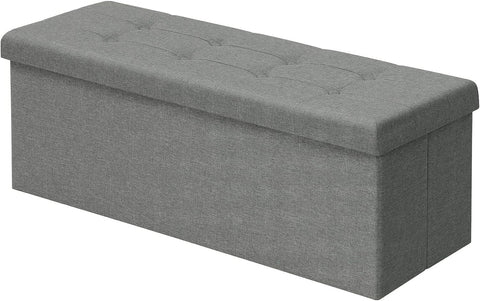Rootz Gestoffeerde Opvouwbare Opbergbank - Poef - Opvouwbare Voetsteun - 118L Capaciteit - Ruimtebesparend - Comfortabele Zitplaats - 110cm x 38cm x 37.5cm