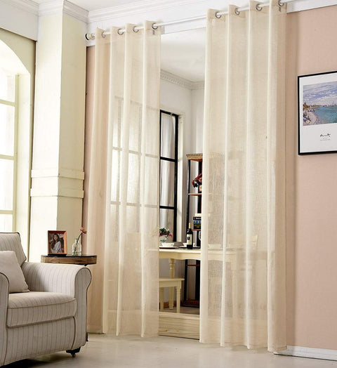 Rootz Transparent Curtain - Sheer Drape - Eyelet Window Treatment - Breathable & Durable - Linen Look - 140cm x 225cm