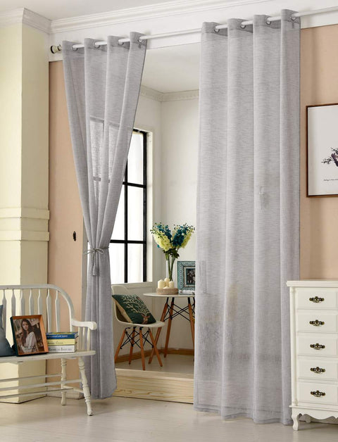 Rootz Transparent Curtain - Sheer Drapes - Grey Voile - Breathable - 140cm x 245cm
