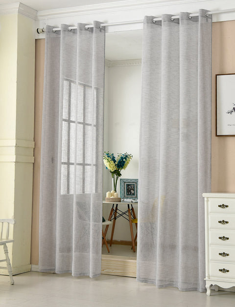 Rootz Transparent Curtain - Sheer Drapes - Grey Voile - Breathable - 140cm x 245cm