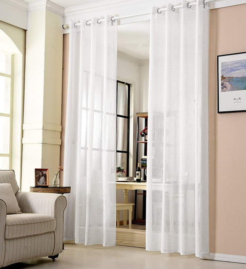 Rootz 2 Set Curtains - Transparent Drapes - Linen Optic Sheers - Durable & Breathable - 140cm x 225cm