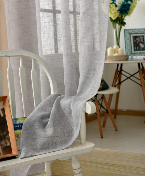 Rootz Transparent Curtain - Sheer Drapes - Grey Voile - Breathable - 140cm x 245cm