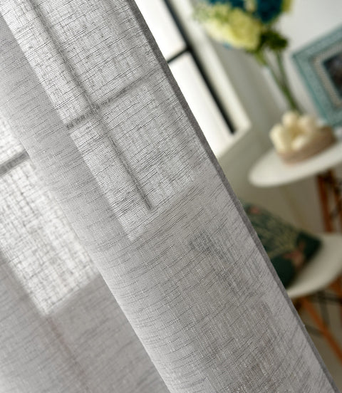 Rootz Curtain - Sheer Drapes - Grey Window Treatment - Durable & Breathable - 140x225cm