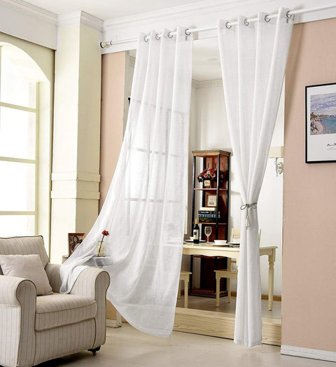 Rootz Sheer Curtain - Transparent Curtain Panel - Eyelet Drapes - Breathable Polyester - 140 x 245 cm - Elegant Linen Look - Enhances Privacy