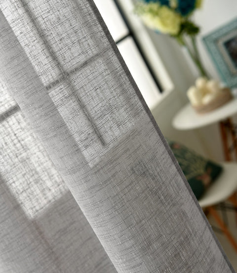 Rootz Grey Transparent Curtains - Window Panels - Eyelet Drapes - Breathable Privacy - 140x245 cm