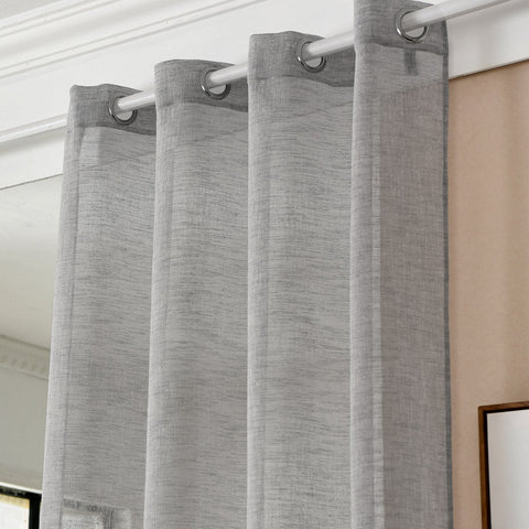 Rootz Grey Transparent Curtains - Window Panels - Eyelet Drapes - Breathable Privacy - 140x245 cm
