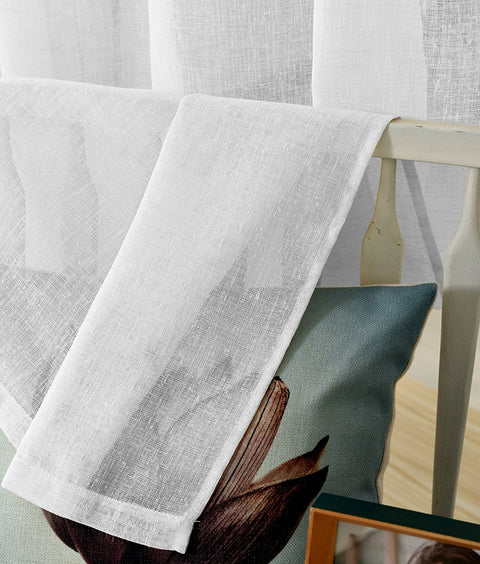 Rootz 2 Set Curtains - Transparent Drapes - Linen Optic Sheers - Durable & Breathable - 140cm x 225cm