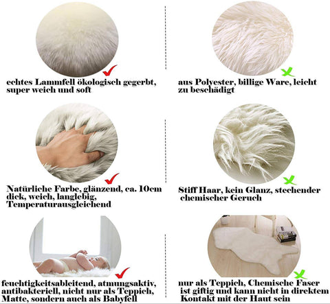 Rootz Eco Lambskin Rug - Natural Fur Rug - Sheepskin Mat - Luxurious Comfort - Eco-Friendly - Stain Resistant - Various Sizes Available