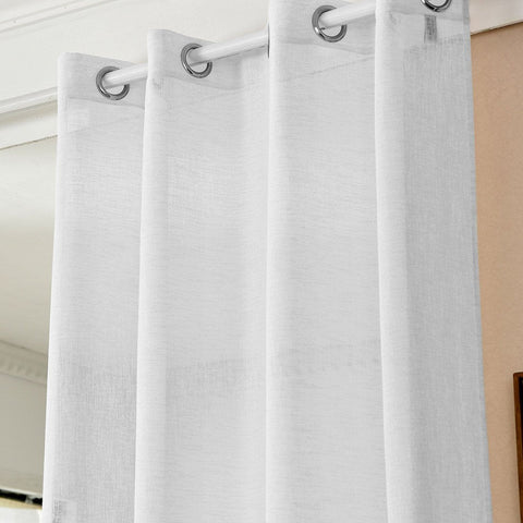 Rootz Sheer Curtain - Transparent Curtain Panel - Eyelet Drapes - Breathable Polyester - 140 x 245 cm - Elegant Linen Look - Enhances Privacy