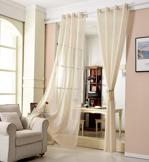 Rootz 2 Set Curtains - Sheer Drapes - Transparent Linens - Sun Protection - 140x145 cm