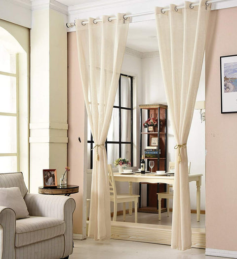 Rootz Transparent Curtain - Sheer Drape - Eyelet Window Treatment - Breathable & Durable - Linen Look - 140cm x 225cm