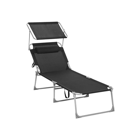 Rootz Sun Lounger - Beach Chair - Relaxation Chair - Iron Frame - Synthetic Fiber Fabric - Easy Assembly - Lightweight - Portable - 71cm x 200cm x 38cm