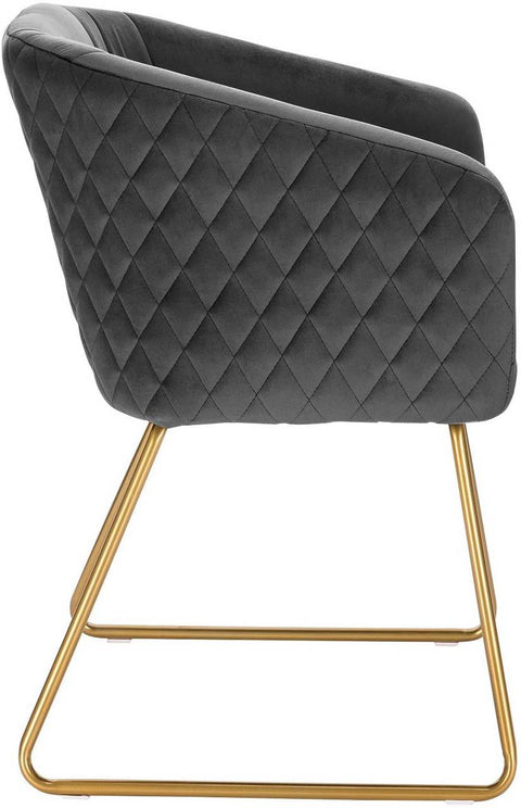 Rootz Velvet Dining Chairs Set - Elegant Chairs - Comfortable Seating - Aesthetic Design - Durable with Golden Metal Legs - Non-Slip Floor Protectors - Easy Assembly - 76.5cm x 43cm x 41cm