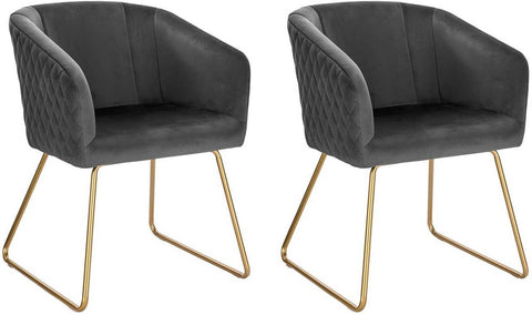 Rootz Velvet Dining Chairs Set - Elegant Chairs - Comfortable Seating - Aesthetic Design - Durable with Golden Metal Legs - Non-Slip Floor Protectors - Easy Assembly - 76.5cm x 43cm x 41cm